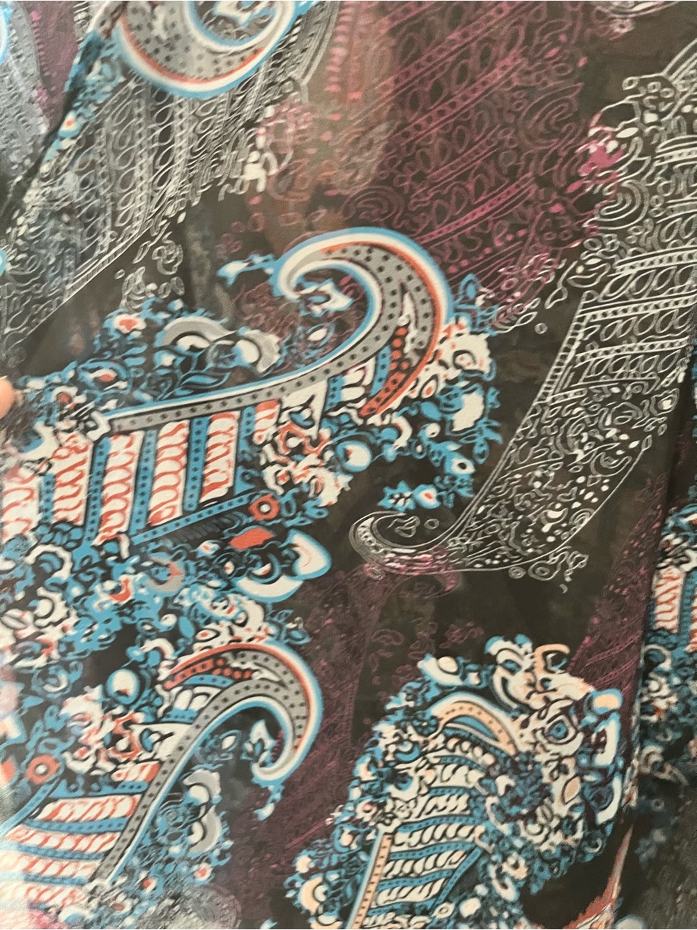 Sheer Paisley Kimono Cardigan - Teal & Plum - Picture 4 of 6